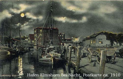 Elmshorn bei Nacht, Postkarte ca. 1910